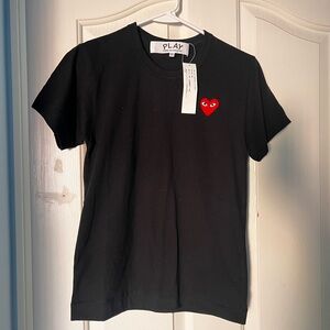 Comme des Garcons Black Tee with Red Heart Patch